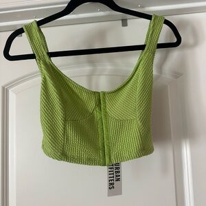 Urban Outfitters Green Ribbed Sleeveless Crop Top